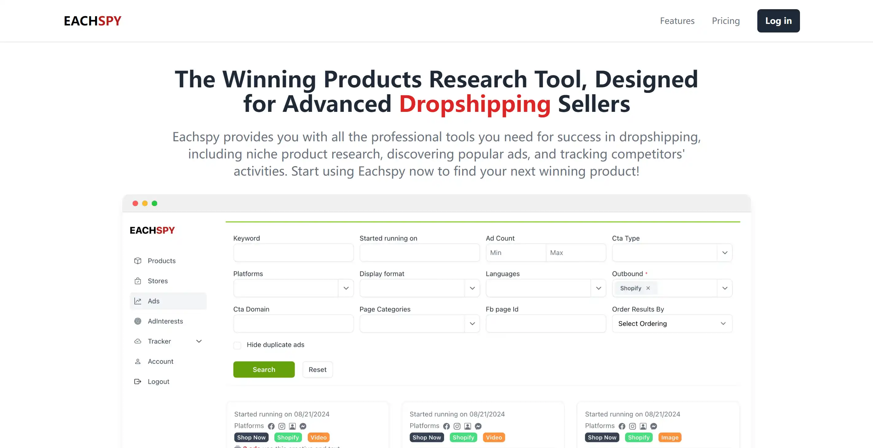 EACHSPY - Products Research Tool for Dropshipping Sellers EACHSPY - Products Research Tool for Dropshipping Sellers